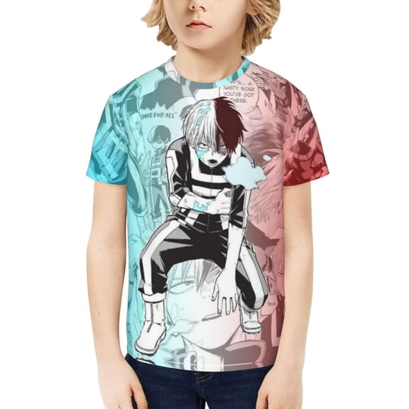 My Hero Academia Shoto Todoroki Kids T-Shirt 3d Printed Graphic T-Shirts Boys And Girls Short Sleeve Shirts For Youth Kids X-Small