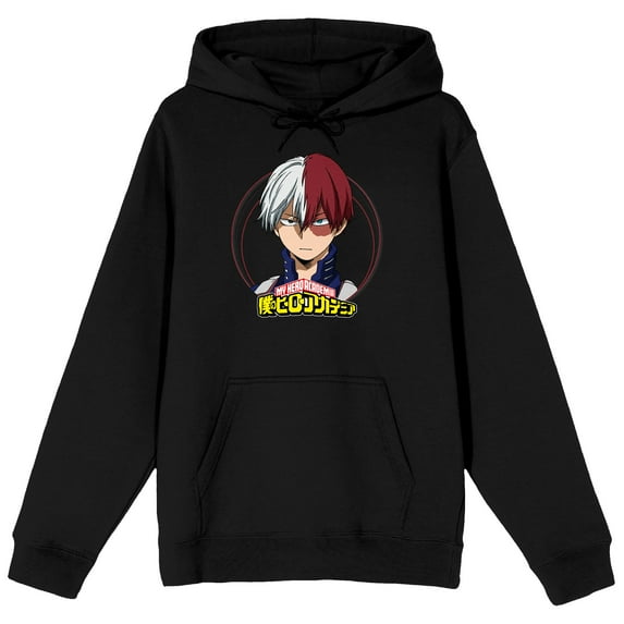 My Hero Academia Shoto Todoroki Long Sleeve Black Adult Hooded Sweatshirt-3XL