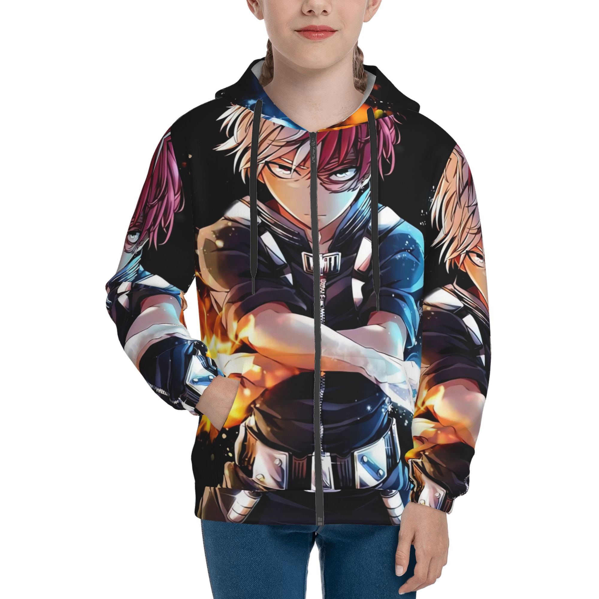 My Hero Academia Shoto Todoroki Teens Boys Girls Zip Up Hoodie 3d