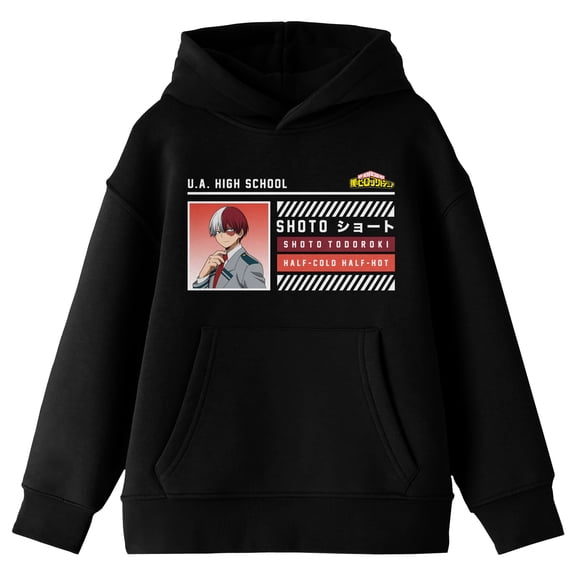 My Hero Academia Shoto Todoroki UA School ID Boy's Black Sweatshirt-XL