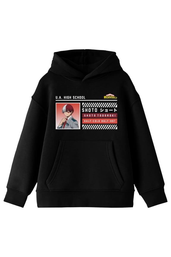 My Hero Academia Shoto Todoroki UA School ID Boy's Black Sweatshirt-XS