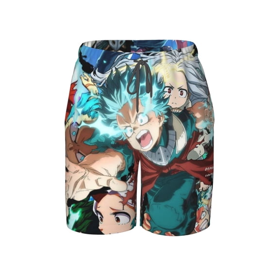 My Hero Academia Swim Trunk, Beach Board Shorts For Boys Girls, Quick Dry Swimsuit With Mesh Linning, Swimming Trunks For Kids Teens