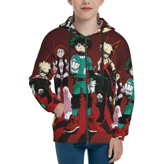 My Hero Academia Teenager Hoodies Shirt Zipper Sweatshirts Hooded Hoody Clothes Coat For Boys Girls