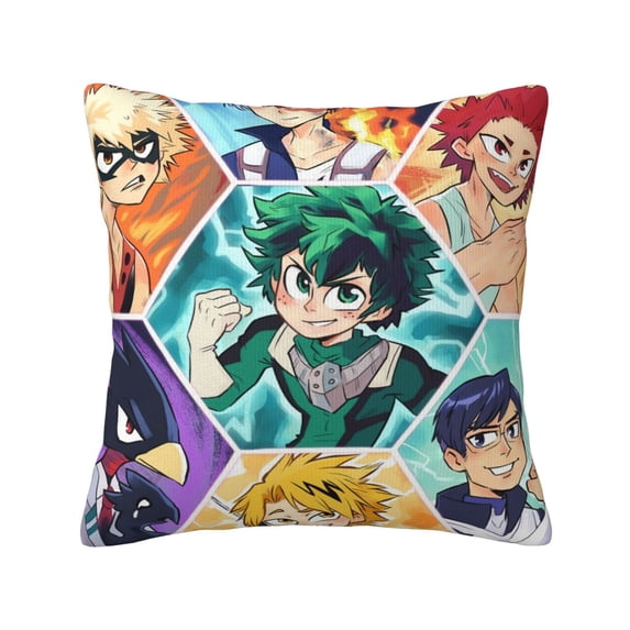 My Hero Academia Throw Pillow Covers, Anime Pillow Cases, Cushion Covers 18 X 18 Inch Square Pillow Protectors For Sofa Couch Bedroom Car Chair Home Decor
