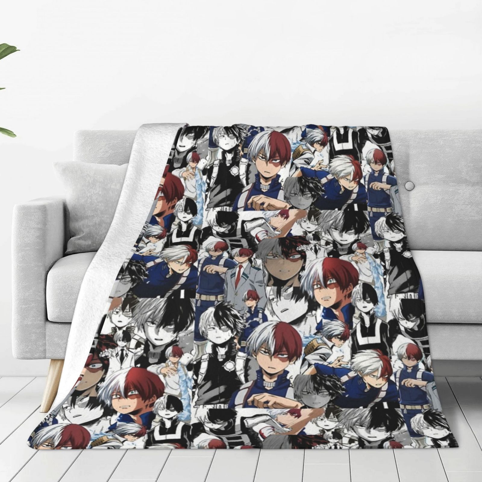 My Hero Academia Todoroki Shoto Anime Collage Blanket Soft Cozy Fleece