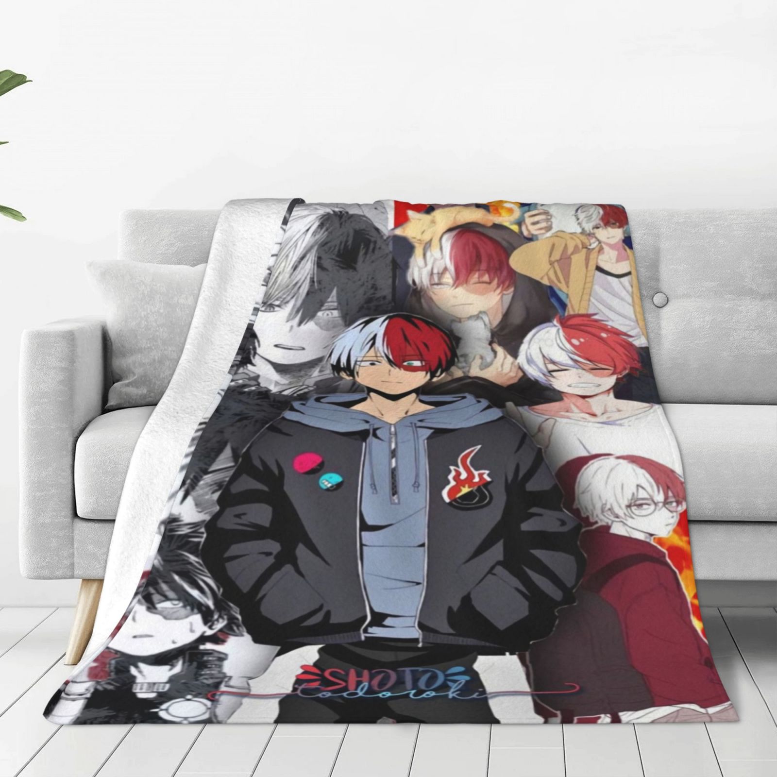 My Hero Academia Todoroki Shoto Anime Collage Blanket Soft Cozy Fleece
