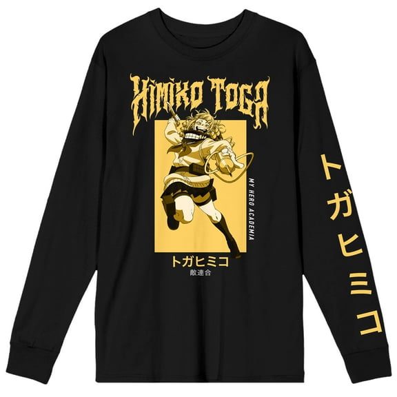 My Hero Academia Toga Crew Neck Long Sleeve Black Adult Tee-3XL