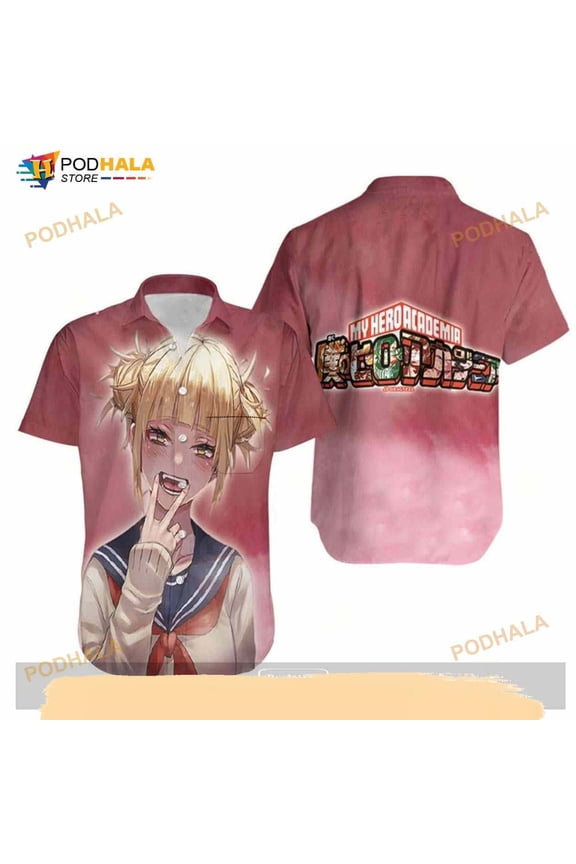 My Hero Academia Toga Himiko Red Mha Logo An Aloha Funny Hawaiian Shirt