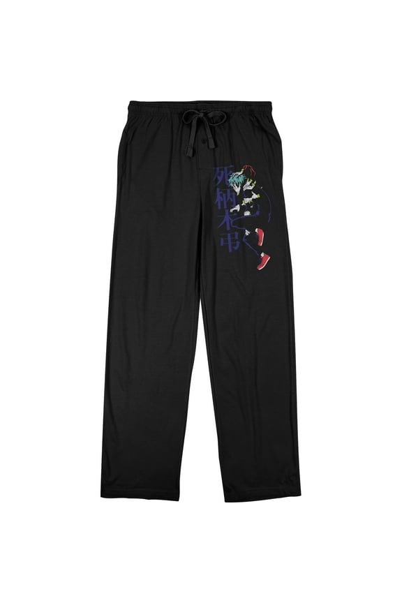 My Hero Academia Tomura Shigaraki Character Men's Black Graphic Sleep Pajama Pants-Medium