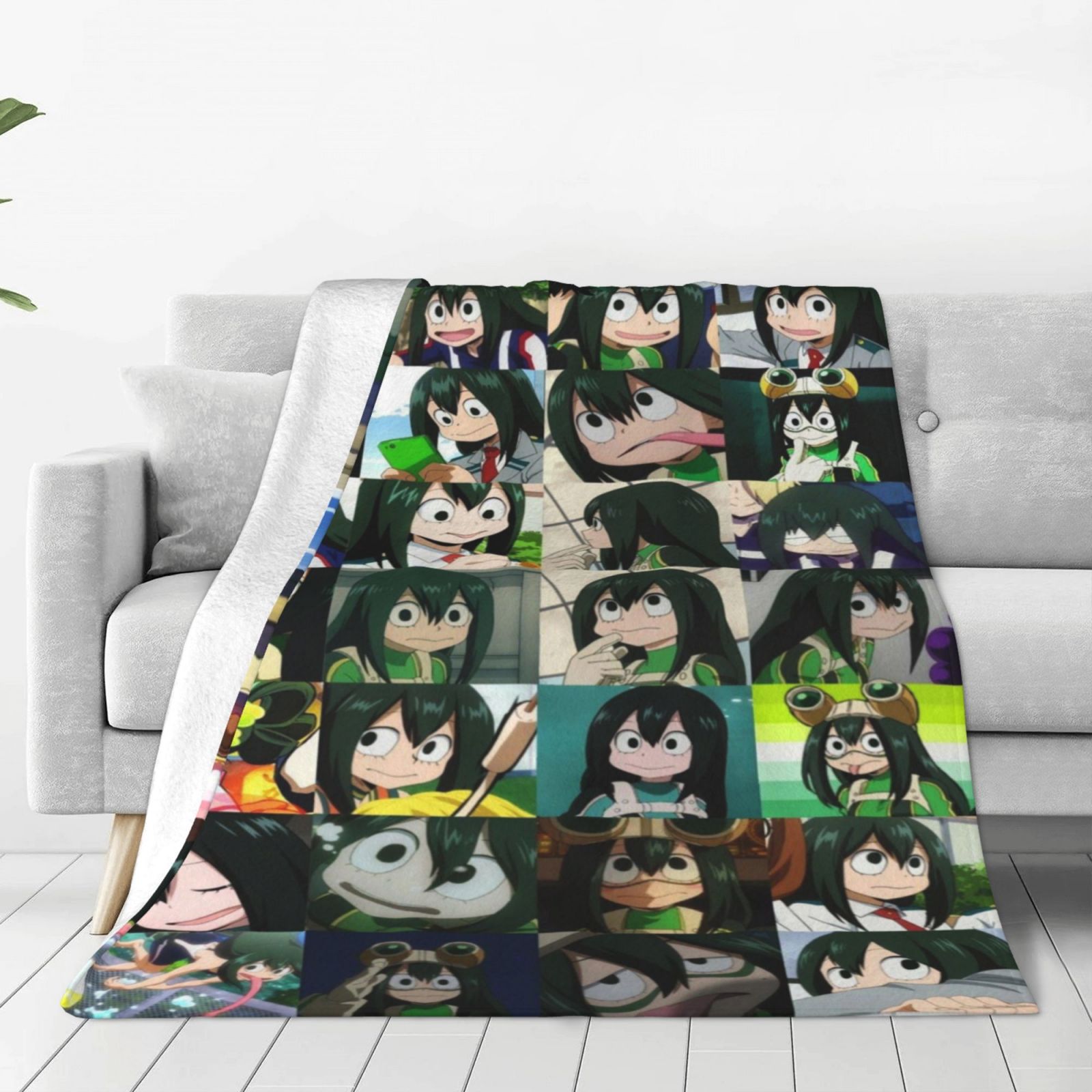 My Hero Academia Tsuyu Asui Anime Collage Blanket Soft Cozy Fleece