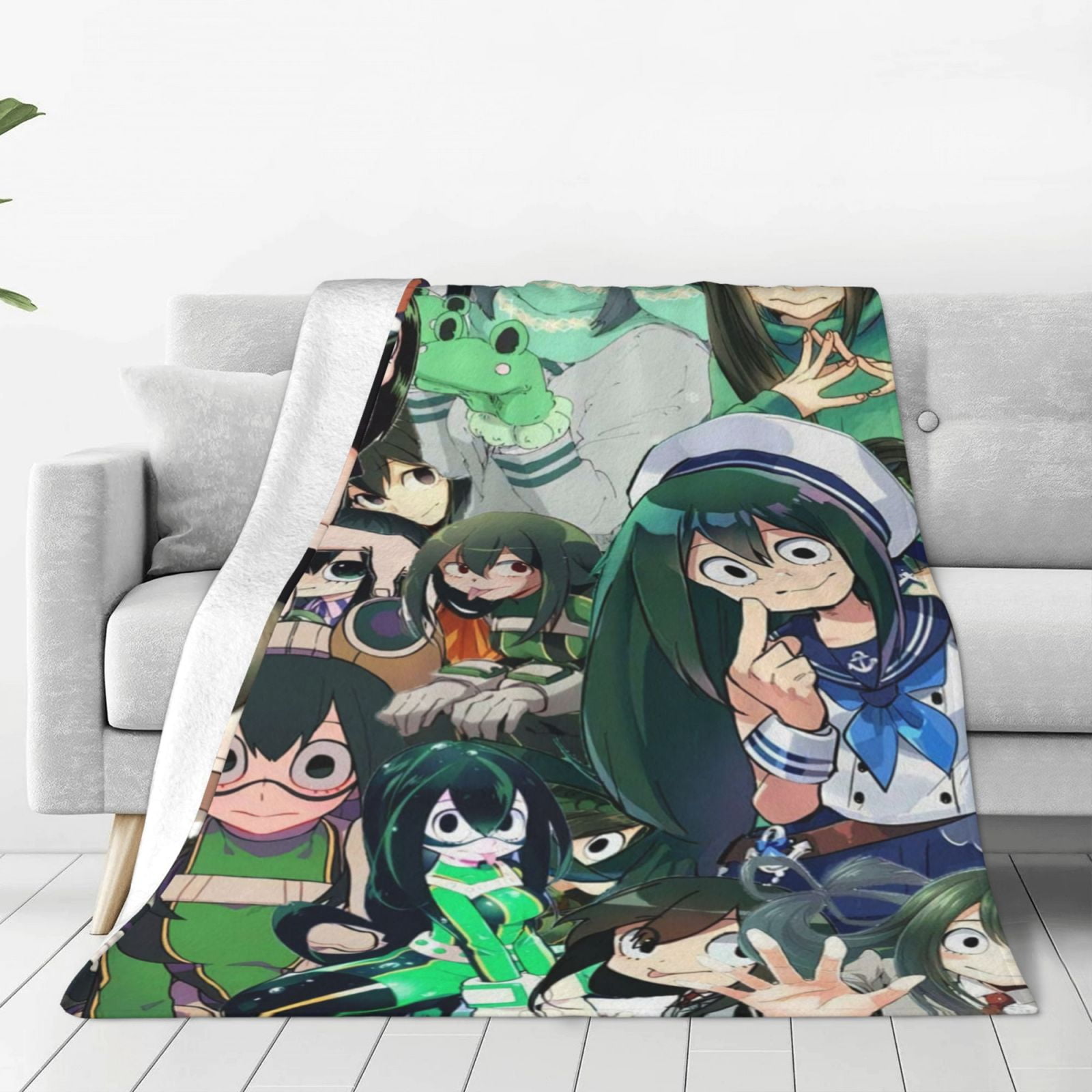 My Hero Academia Tsuyu Asui Anime Collage Blanket Soft Cozy Fleece