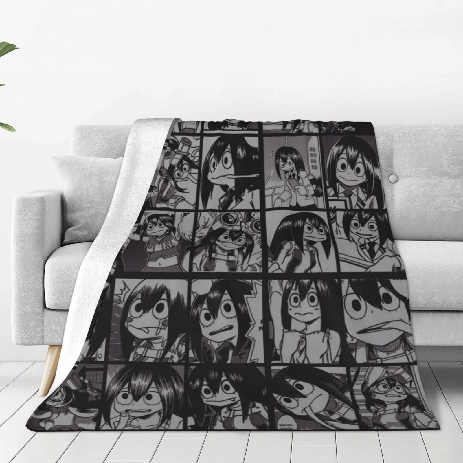 My Hero Academia Tsuyu Asui Anime Collage Blanket Soft Cozy Fleece