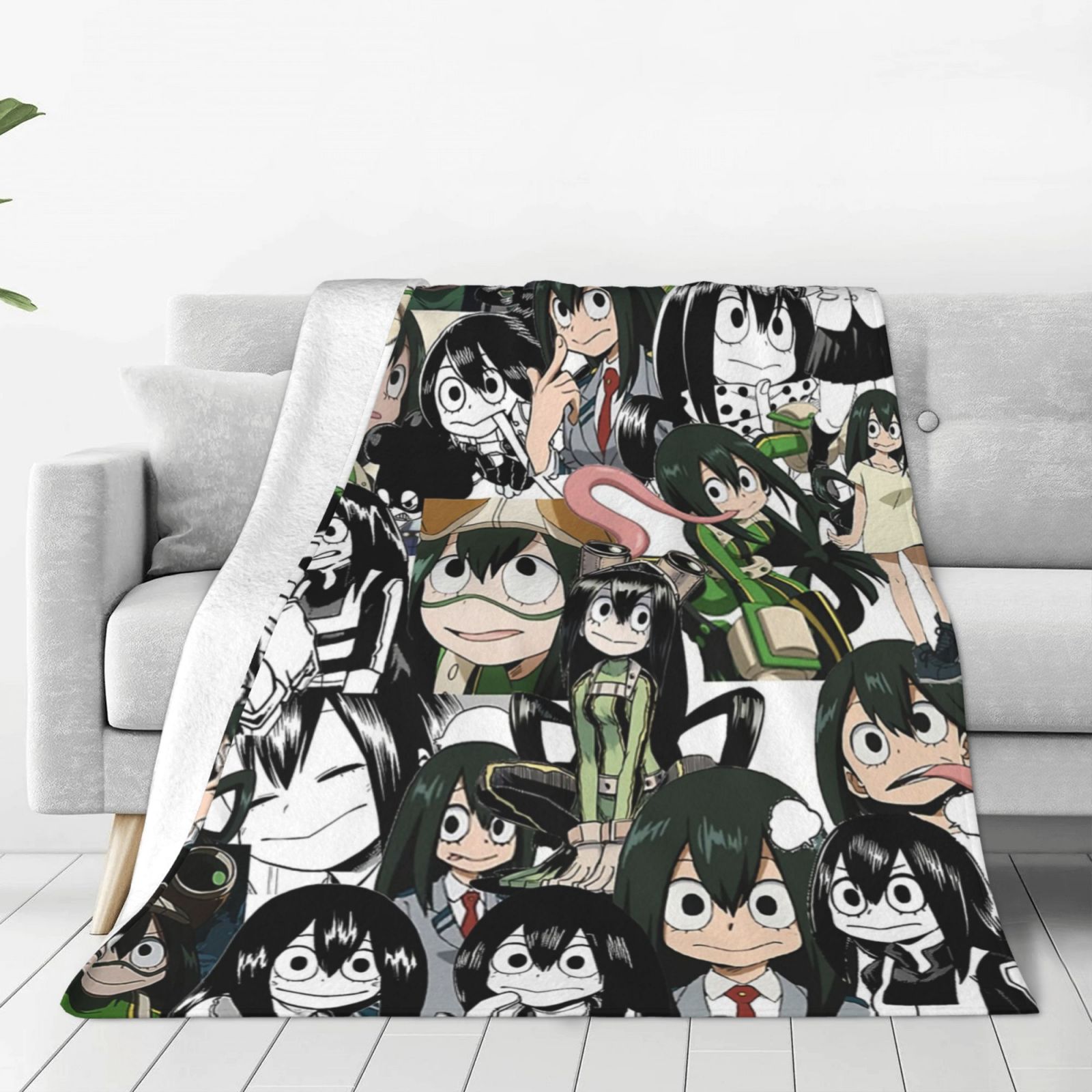 My Hero Academia Tsuyu Asui Anime Collage Blanket Soft Cozy Fleece