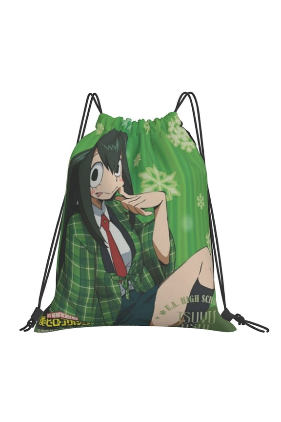 My Hero Academia Tsuyu Asui Drawstring Backpack Sport Gym Bag For Yoga Swimming Gymsack Sport Strap Pack Bag