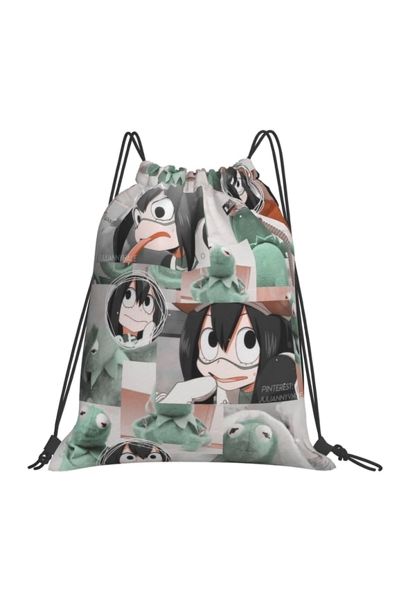My Hero Academia Tsuyu Asui Drawstring Backpack Sport Gym Bag For Yoga Swimming Gymsack Sport Strap Pack Bag