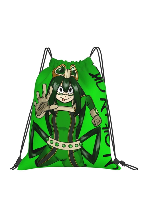 My Hero Academia Tsuyu Asui Drawstring Backpack Sport Gym Bag For Yoga Swimming Gymsack Sport Strap Pack Bag