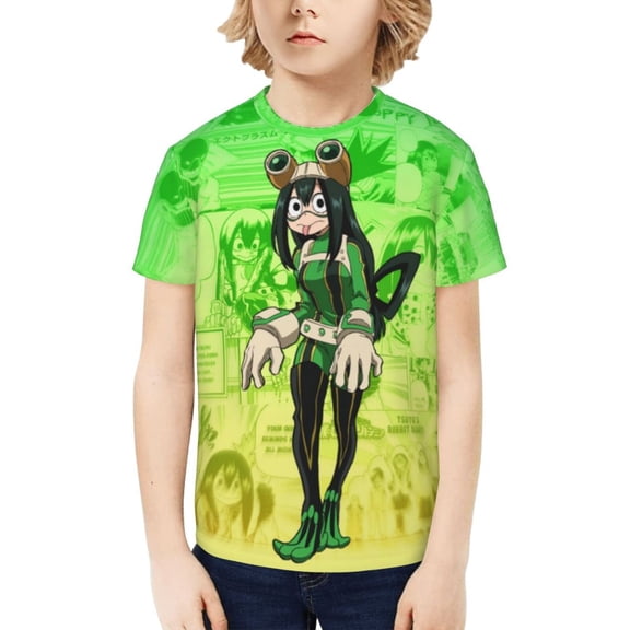 My Hero Academia Tsuyu Asui Kids T-Shirt 3d Printed Graphic T-Shirts Boys And Girls Short Sleeve Shirts For Youth Kids Small