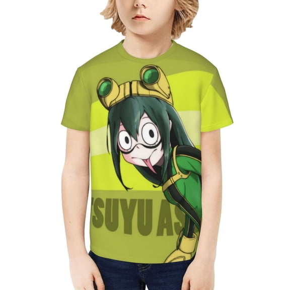My Hero Academia Tsuyu Asui Kids T-Shirt 3d Printed Graphic T-Shirts Boys And Girls Short Sleeve Shirts For Youth Kids X-Large