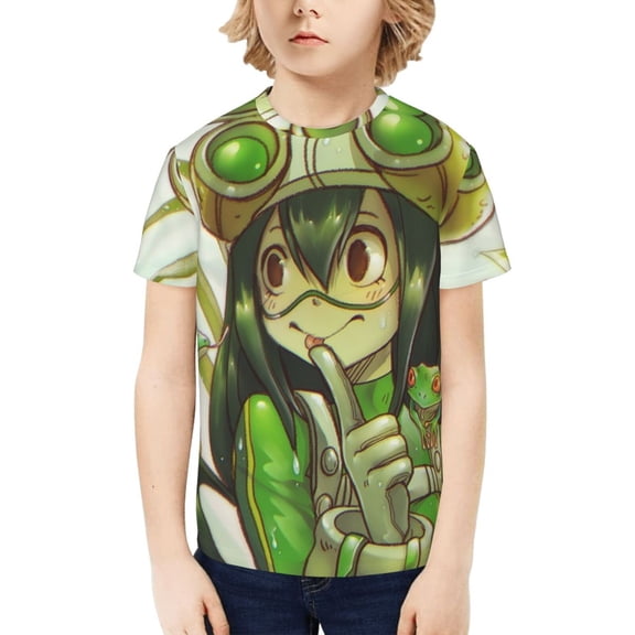 My Hero Academia Tsuyu Asui Kids T-Shirt 3d Printed Graphic T-Shirts Boys And Girls Short Sleeve Shirts For Youth Kids X-Small