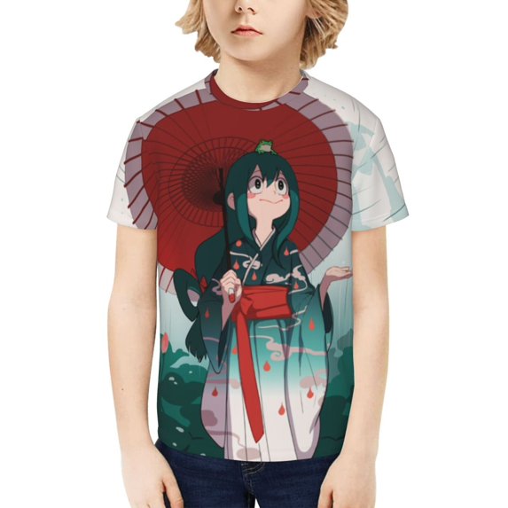 My Hero Academia Tsuyu Asui Kids T-Shirt 3d Printed Graphic T-Shirts Boys And Girls Short Sleeve Shirts For Youth Kids X-Small