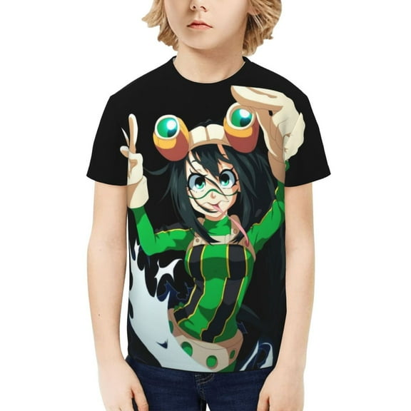 My Hero Academia Tsuyu Asui Kids T-Shirt 3d Printed Graphic T-Shirts Boys And Girls Short Sleeve Shirts For Youth Kids X-Small