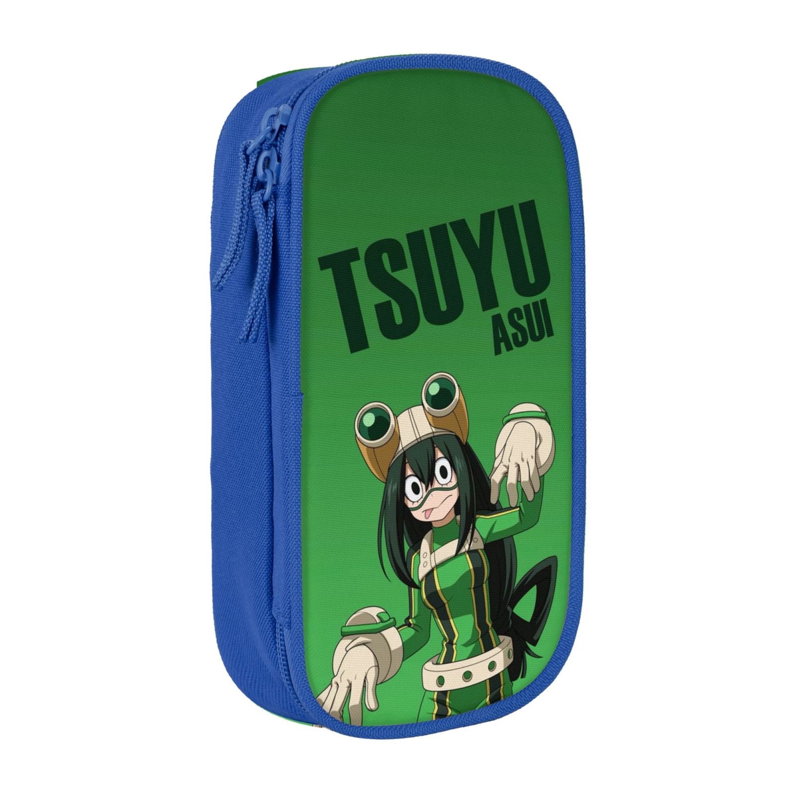 My Hero Academia Tsuyu Asui Pencil Case Large Capacity Pencil Pouch Pen Bag Office Stationery Organizer Travel Makeup Bag Blue