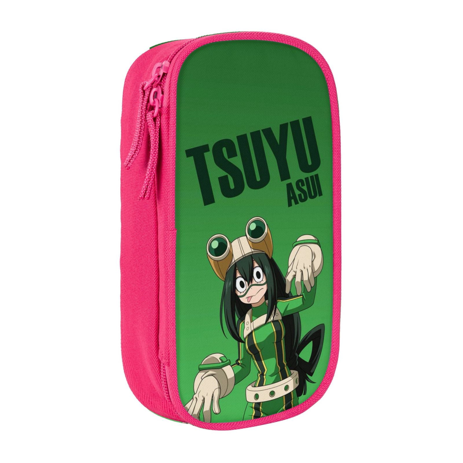 My Hero Academia Tsuyu Asui Pencil Case Large Capacity Pencil Pouch Pen Bag Office Stationery Organizer Travel Makeup Bag Pink