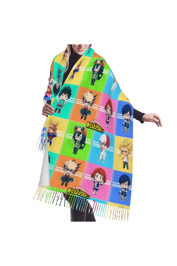 My Hero Academia Tsuyu Asui Shawl Wrap For Womens Winter Warm Long Soft Scarf Pashmina Shawl Scarves