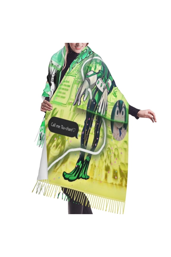 My Hero Academia Tsuyu Asui Shawl Wrap For Womens Winter Warm Long Soft Scarf Pashmina Shawl Scarves