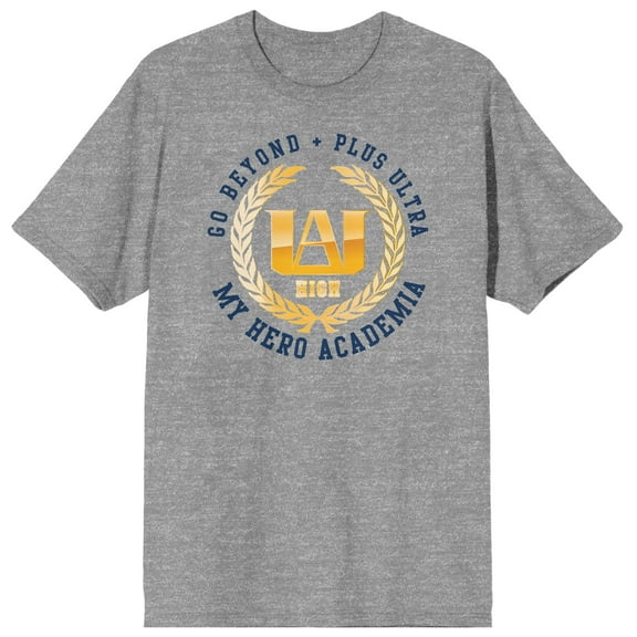 My Hero Academia UA Academy Mens Grey Graphic Tee Shirt-Small