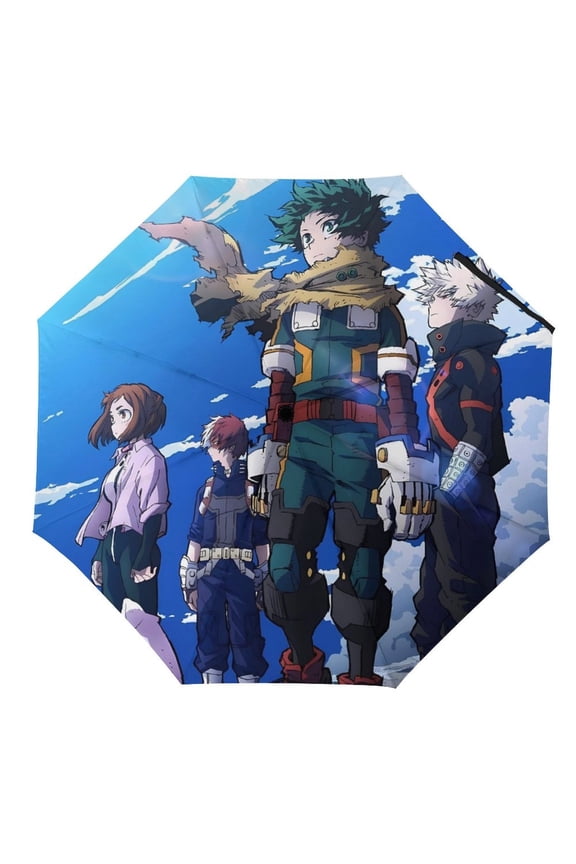 My-Hero-Academia Umbrella, Automatic Folding Travel Umbrella Portable for Outdoor Waterproof Windproof UV Protection