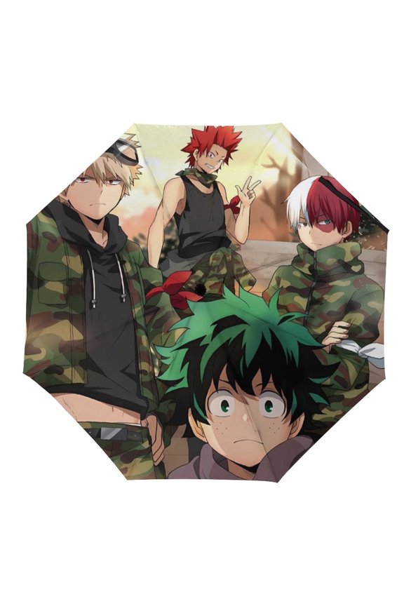 My-Hero-Academia Umbrella, Automatic Folding Travel Umbrella Portable for Outdoor Waterproof Windproof UV Protection