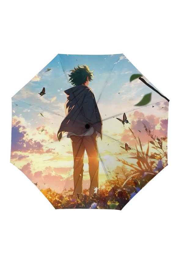 My-Hero-Academia Umbrella, Automatic Folding Travel Umbrella Portable for Outdoor Waterproof Windproof UV Protection