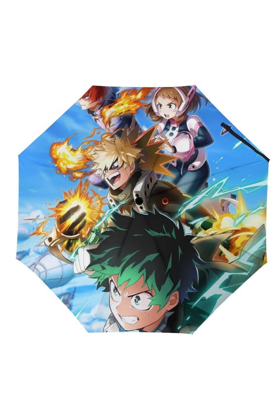 My-Hero-Academia Umbrella, Automatic Folding Travel Umbrella Portable for Outdoor Waterproof Windproof UV Protection
