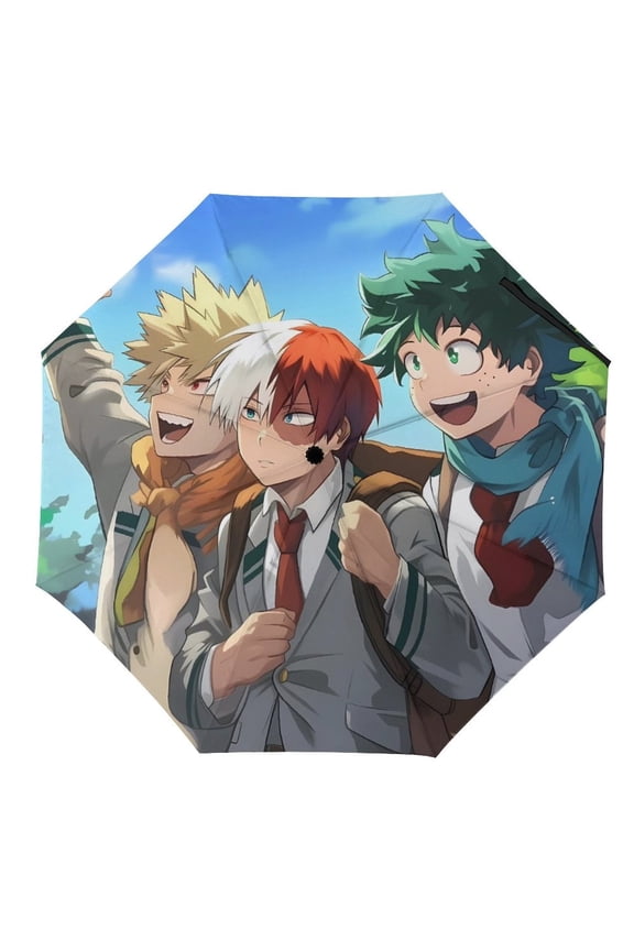 My-Hero-Academia Umbrella, Automatic Folding Travel Umbrella Portable for Outdoor Waterproof Windproof UV Protection
