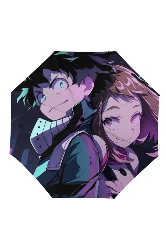 My-Hero-Academia Umbrella, Automatic Folding Travel Umbrella Portable for Outdoor Waterproof Windproof UV Protection