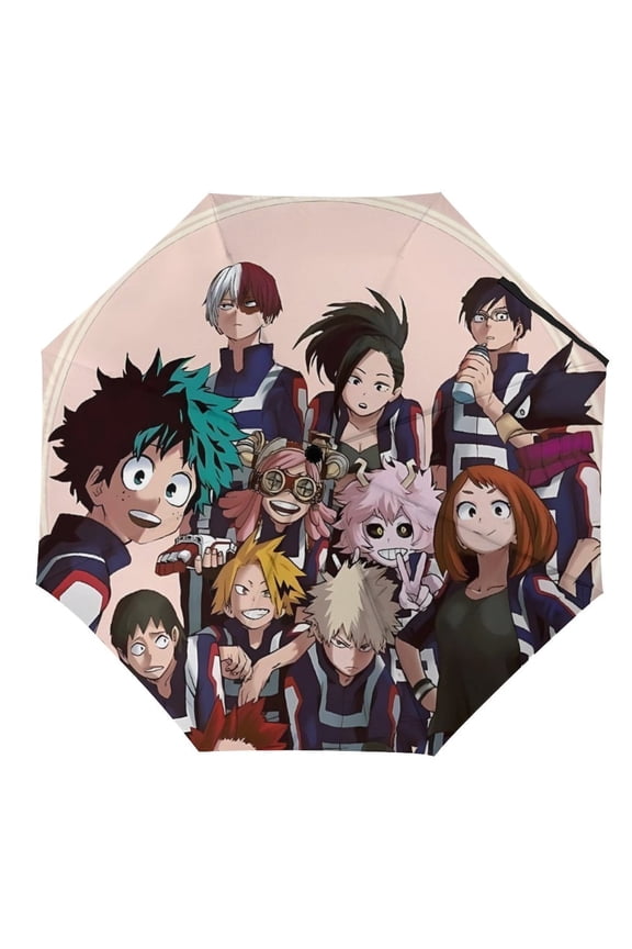 My-Hero-Academia Umbrella, Automatic Folding Travel Umbrella Portable for Outdoor Waterproof Windproof UV Protection