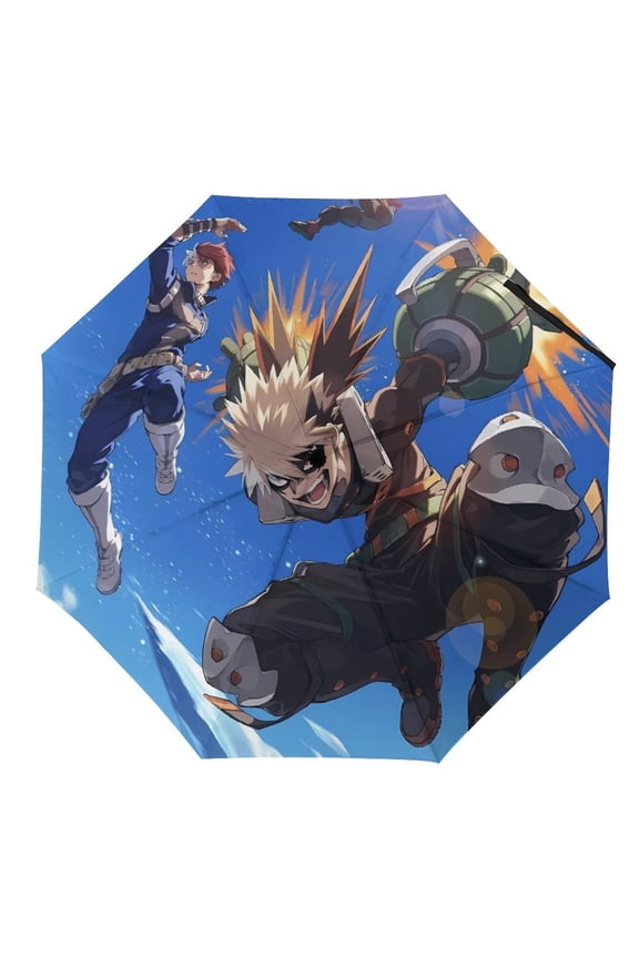 My-Hero-Academia Umbrella, Automatic Folding Travel Umbrella Portable for Outdoor Waterproof Windproof UV Protection