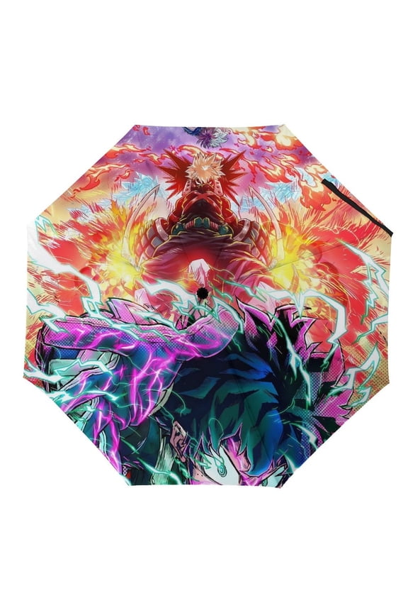 My-Hero-Academia Umbrella, Automatic Folding Travel Umbrella Portable for Outdoor Waterproof Windproof UV Protection