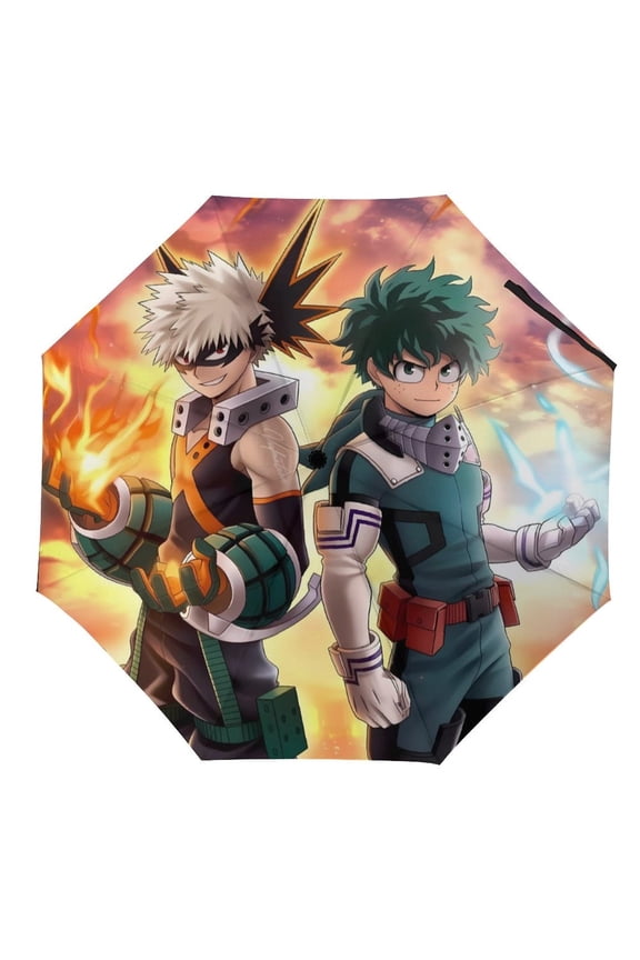 My-Hero-Academia Umbrella, Automatic Folding Travel Umbrella Portable for Outdoor Waterproof Windproof UV Protection