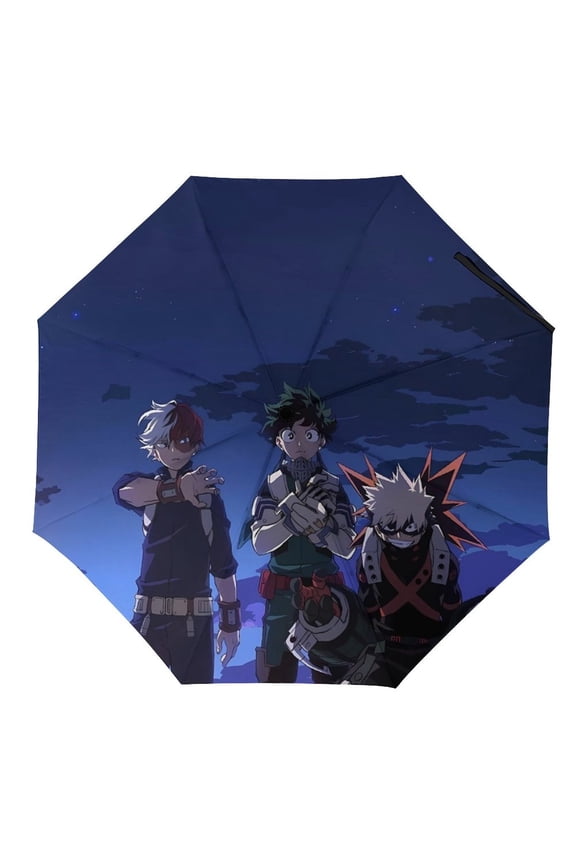 My-Hero-Academia Umbrella, Automatic Folding Travel Umbrella Portable for Outdoor Waterproof Windproof UV Protection