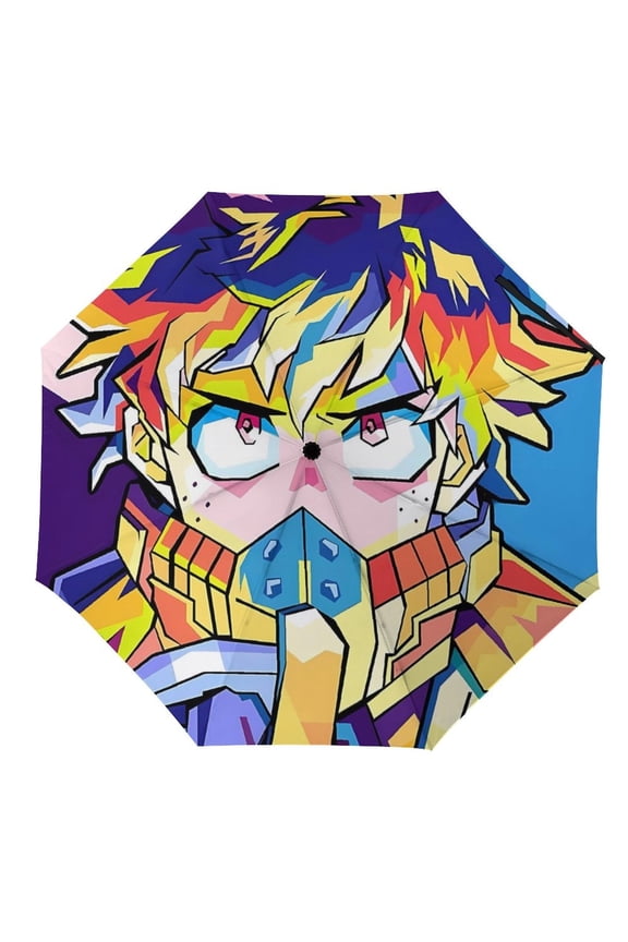 My-Hero-Academia Umbrella, Automatic Folding Travel Umbrella Portable for Outdoor Waterproof Windproof UV Protection