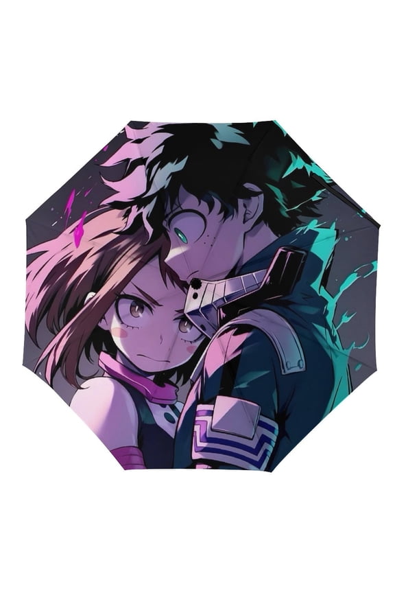 My-Hero-Academia Umbrella, Automatic Folding Travel Umbrella Portable for Outdoor Waterproof Windproof UV Protection