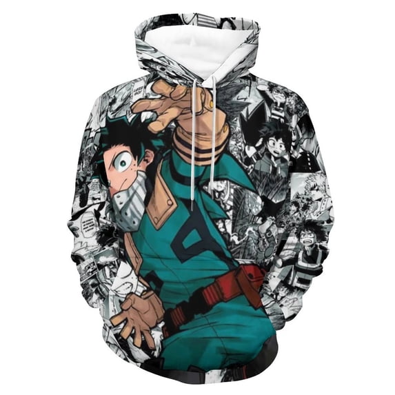 My Hero Academia Unisex Adult Hoodie Casual Hooded Sweatshirt Pullover Novelty 3D Printed Sweater Jacket L