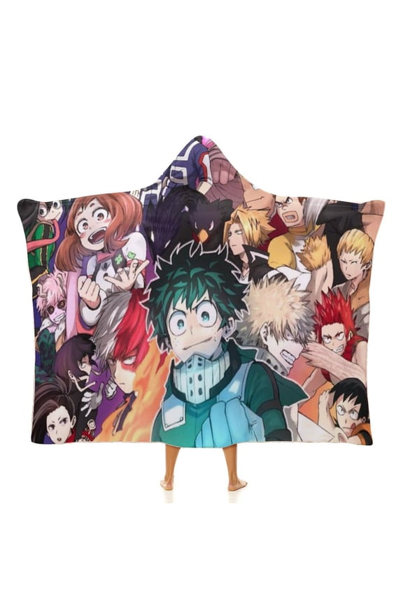 My Hero Academia Wearable Blanket Cloak Arctic Velvet Hooded Blanket Soft Fuzzy Hoodie Blanket Cape for Adults Kids 40"x50"