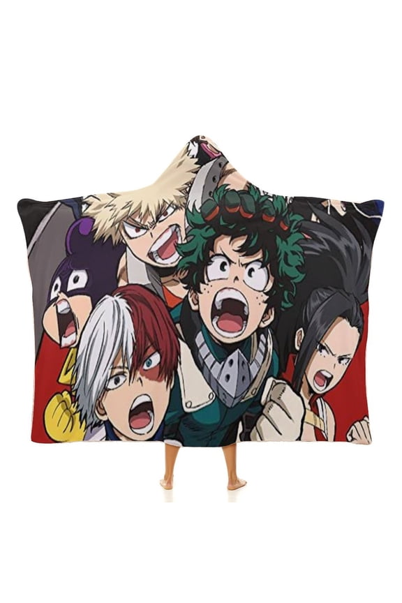My Hero Academia Wearable Blanket Cloak Arctic Velvet Hooded Blanket Soft Fuzzy Hoodie Blanket Cape for Adults Kids 40"x50"