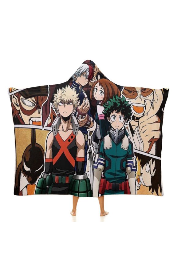 My Hero Academia Wearable Blanket Cloak Arctic Velvet Hooded Blanket Soft Fuzzy Hoodie Blanket Cape for Adults Kids 40"x50"
