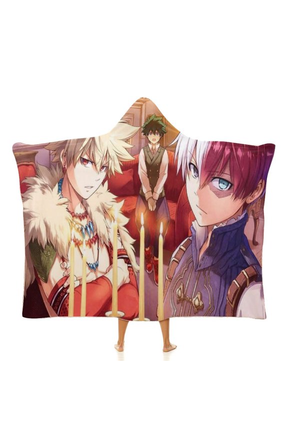 My Hero Academia Wearable Blanket Cloak Arctic Velvet Hooded Blanket Soft Fuzzy Hoodie Blanket Cape for Adults Kids 40"x50"