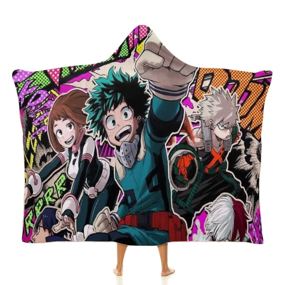 My Hero Academia Wearable Blanket Cloak Arctic Velvet Hooded Blanket Soft Fuzzy Hoodie Blanket Cape for Adults Kids 40"x50"