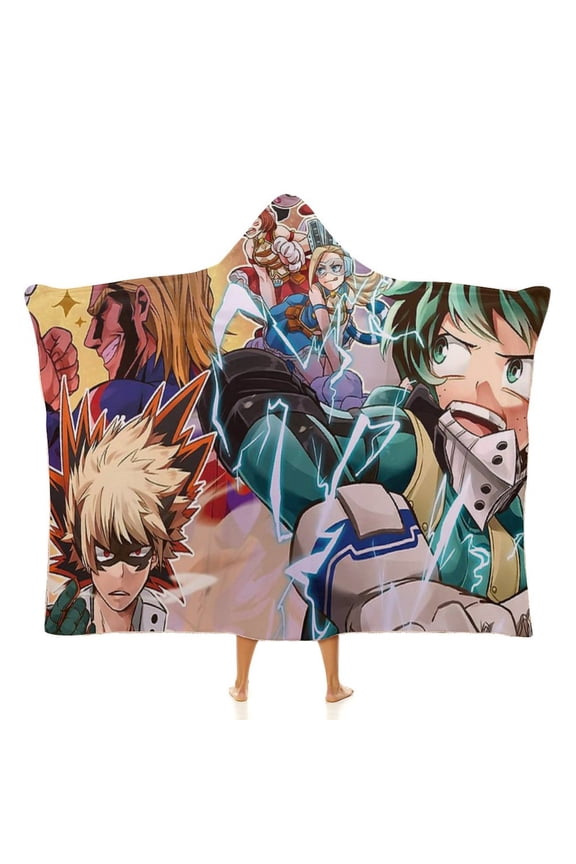 My Hero Academia Wearable Blanket Cloak Arctic Velvet Hooded Blanket Soft Fuzzy Hoodie Blanket Cape for Adults Kids 40"x50"